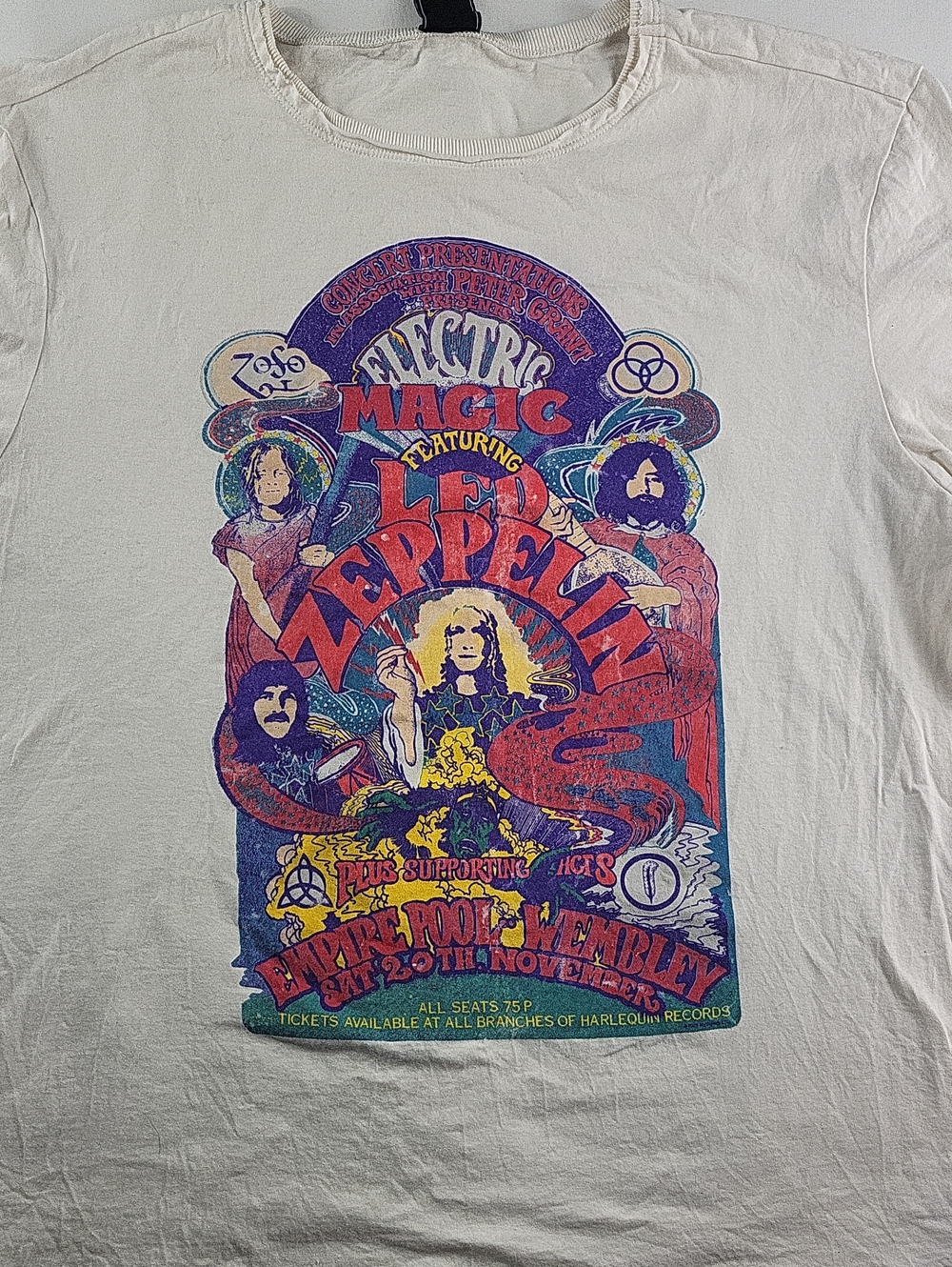 Led Zeppelin Electric Magic Graphic Tee - White with Multicolor Print